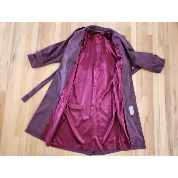Vintage London Fog 8 Reg Plum 2-in-1 Zip Out Liner Trench Coat Wamsutta - Picture 8 of 12